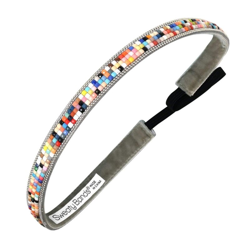 Sweaty Bands Womens Girls Headband - Non-Slip, Velvet-Lined Fashion Hairband - Bling It Glitzy Goddess 5/8-Inch - Image 1